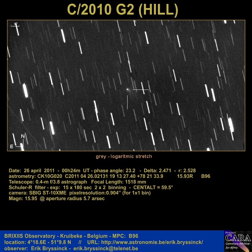 comet C/2010 G2 (HILL), 26 april 2011, Erik Bryssinck, BRIXIIS Observatory