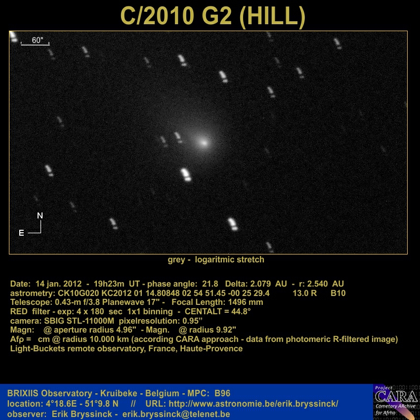 comet C/2010 G2 (HILL), Erik Bryssinck, B10 Light-buckets observatory France