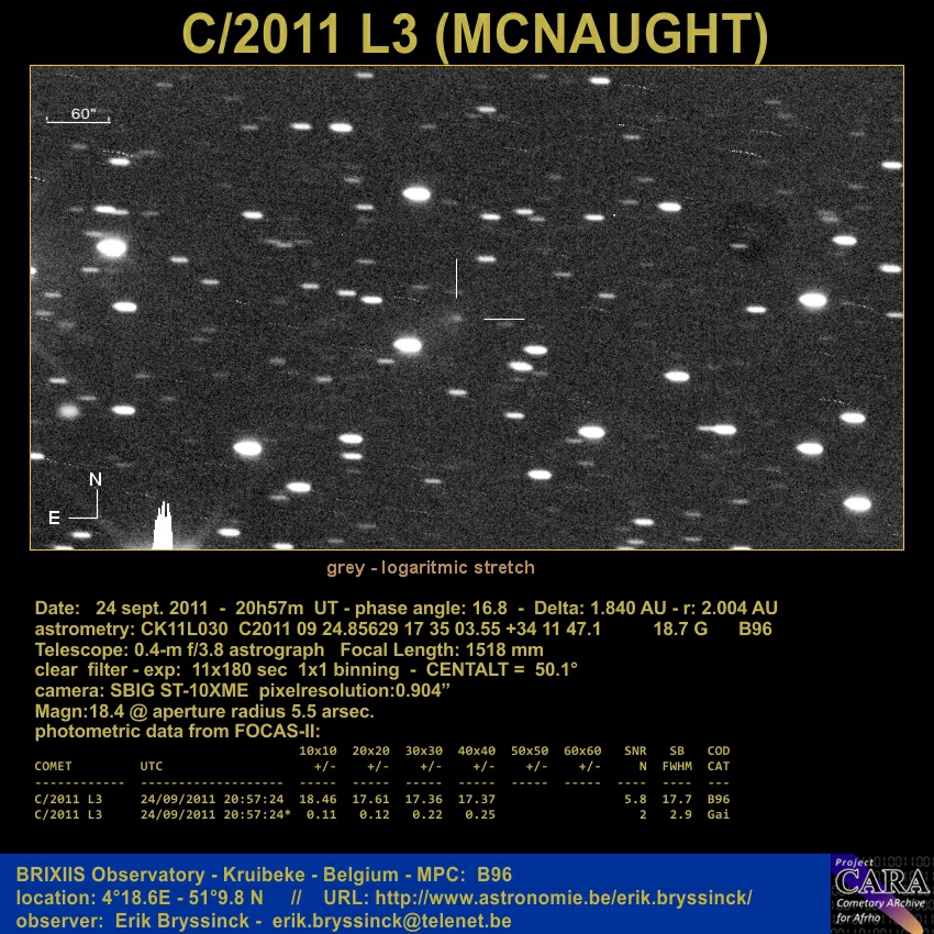 comet C/2011 L3 (MCNAUGHT), Erik Bryssinck, 24 sept. 2011