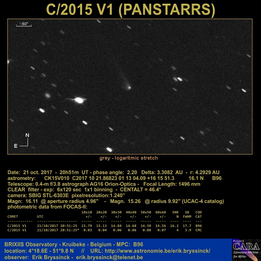 comet C/2015 V1 (PANSTARRS) - 21 oct. 2017